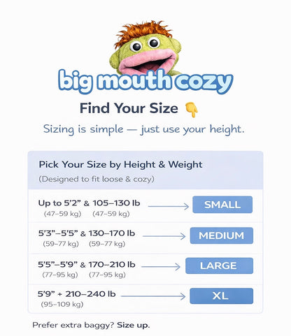 Big Mouth Cozy onesie, slipper and, giant comb bundle!🥰